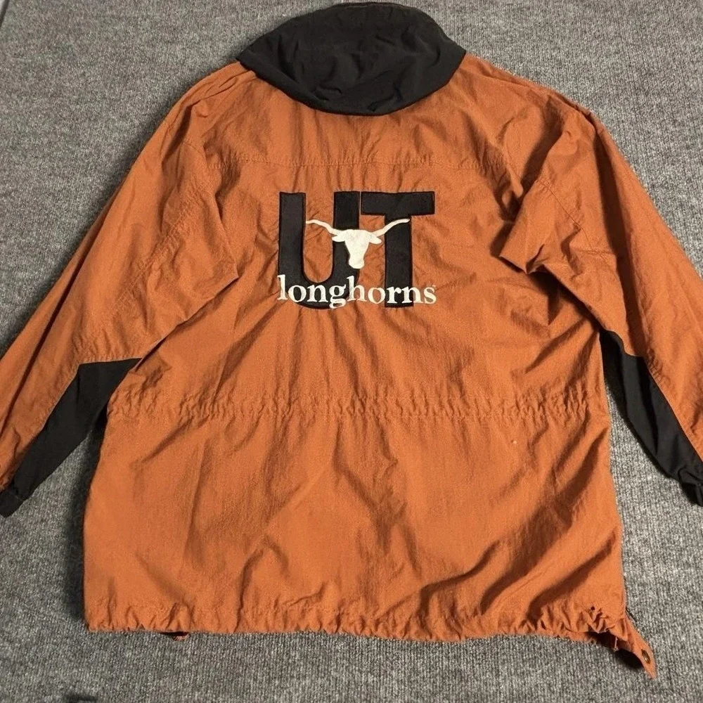 Texas‎ Longhorns Jacket Mens XL Orange NCAA Football Pullover Windbreaker Anorak